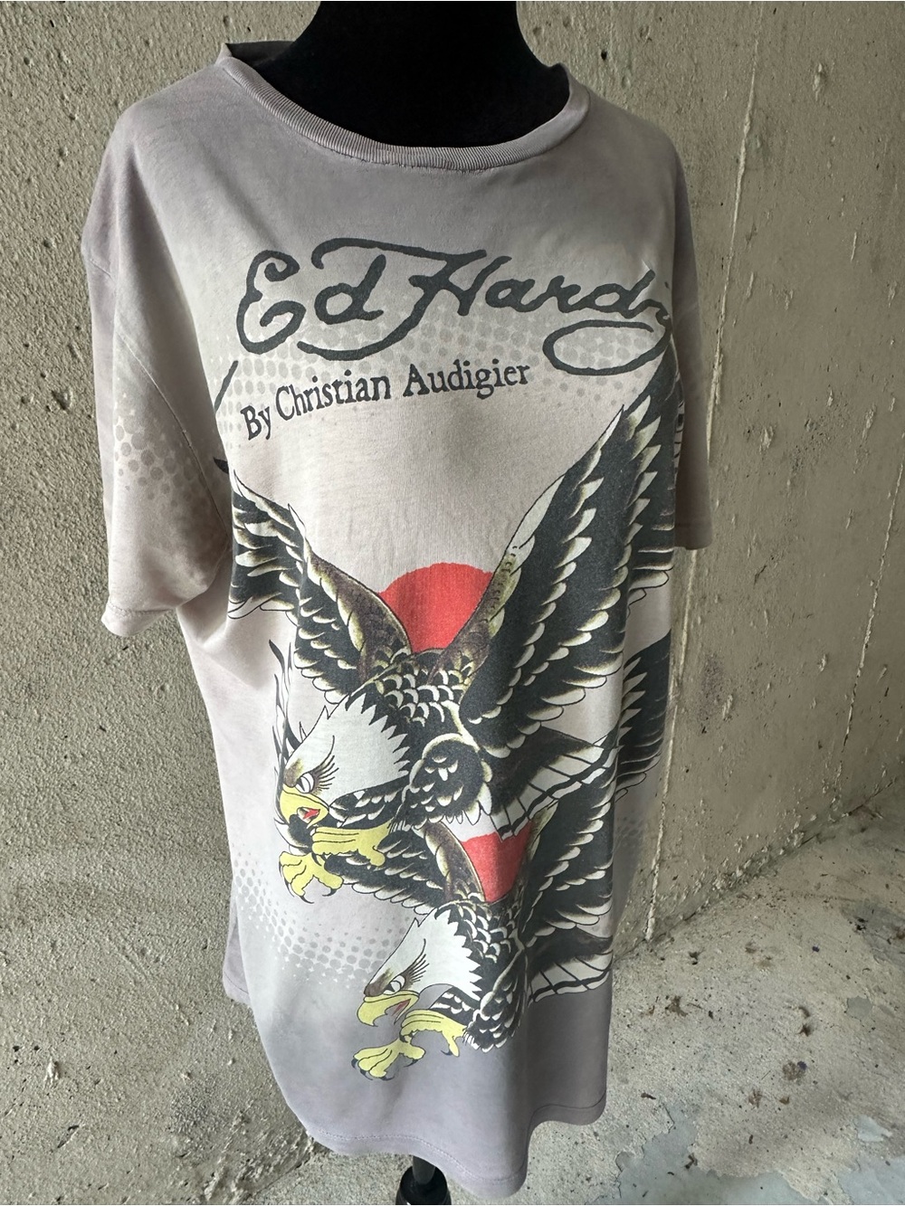 Ed Hardy Y2K Gray Graphic Eagle Tee by Christian Audigier
